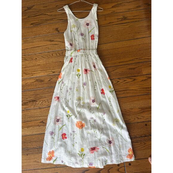 H&M Floral Cotton/Linen Maxi Dress Small - Picture 4 of 8